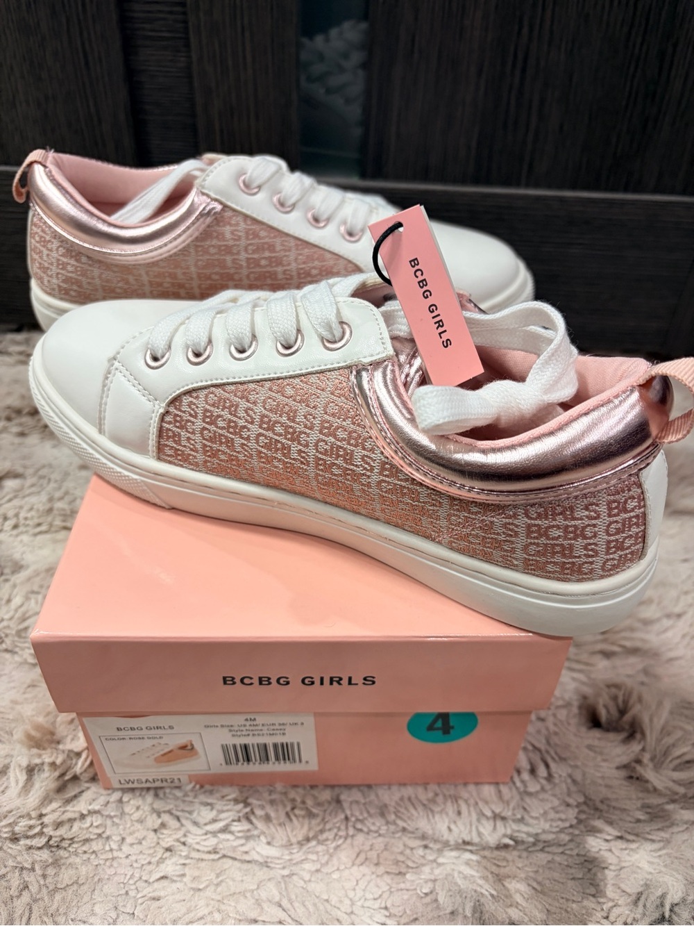 BCBGirls Pink Metallic Logo Low-Top Sneakers